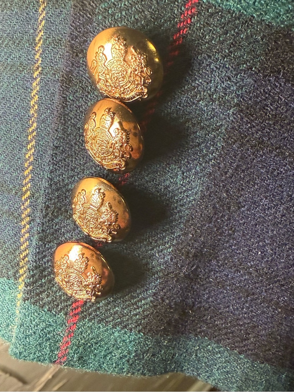 Ralph Lauren Plaid Bullion Crest Blazer 12 EUC Navy Green Tartan Preppy Academic - Picture 5 of 16
